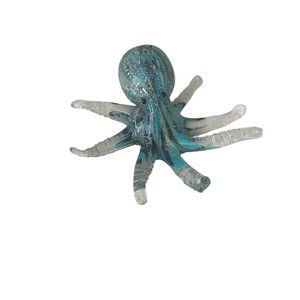 Art Glass Tropical Octopus Hand Blown Blue Black RARE Decor Paper Weight